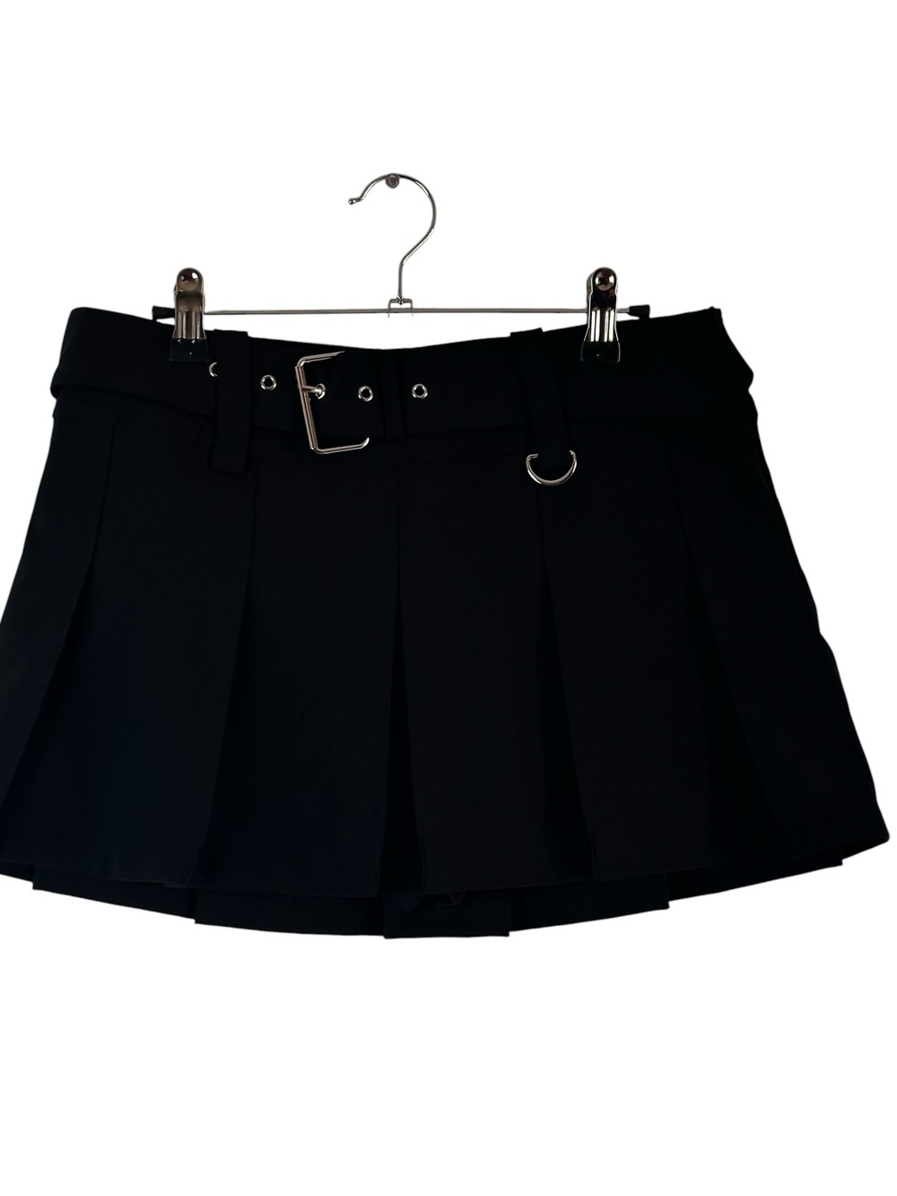 French Kiss Black Pleated Belted Mini Skort Y2K Goth Punk Size L